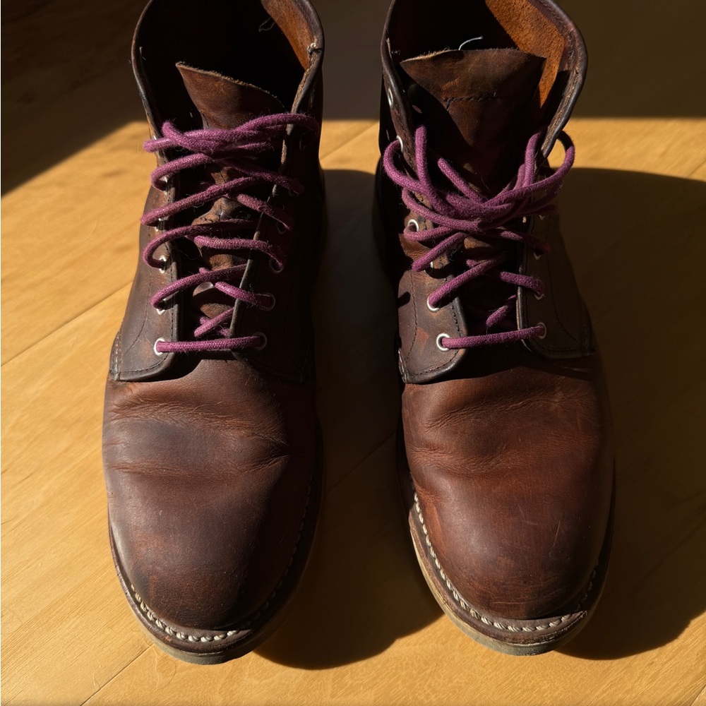 Red Wing Shoes Brown Boots with Purple Laces